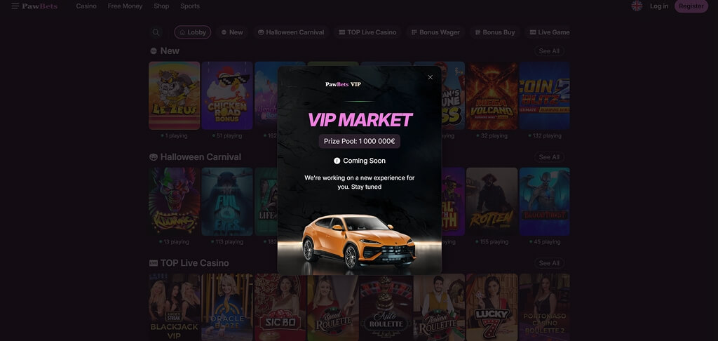Boutique de bonus du casino PawBets