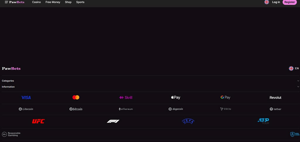Casino PawBets Payment Methods