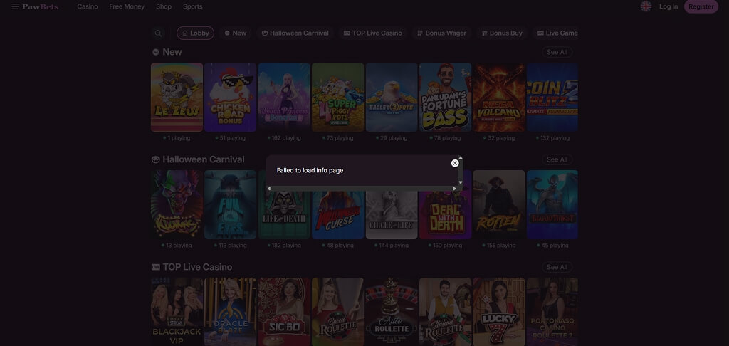 Club VIP du casino PawBets