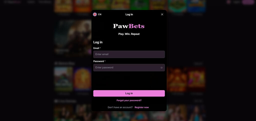 Inloggen bij PawBets Casino