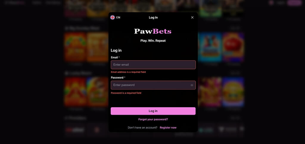 PawBets Casino Anmelden