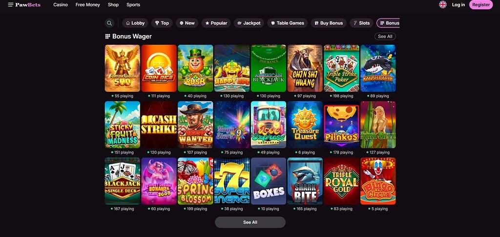 PawBets Casino casinospellen