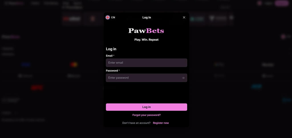 Σύνδεση στο καζίνο PawBets